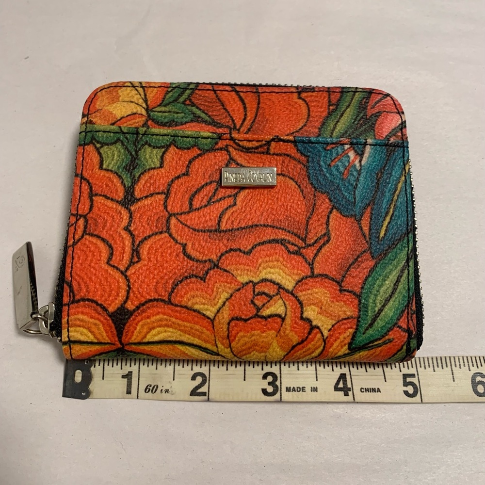 Pineda Covalin Mexico Small Zipper Wallet Red Orange Floral 5” x 4” EUC - Picture 3 of 8